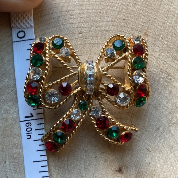 Vintage- Eisenberg Ice 1960s Holiday Themed, Sparkling Crystal Bow Brooch - Picture 11 of 12